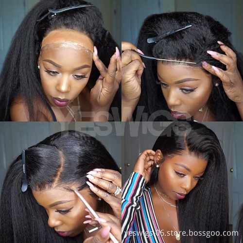Cheap Wholesale Yeswigs Kinky Yaki Straight Lace Frontal Wig Raw Brazilian Virgin Human Hair Transparent Hd Full Lace Front Wig